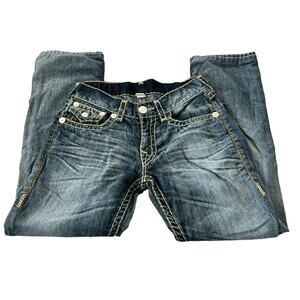 True Religion Jeans Womens Size 31 Low Rise Vintage Y2k 90's Orange Stitching